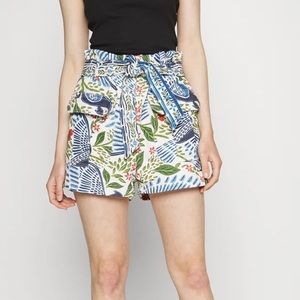 Farm Rio Macaw Flight paper bag shorts